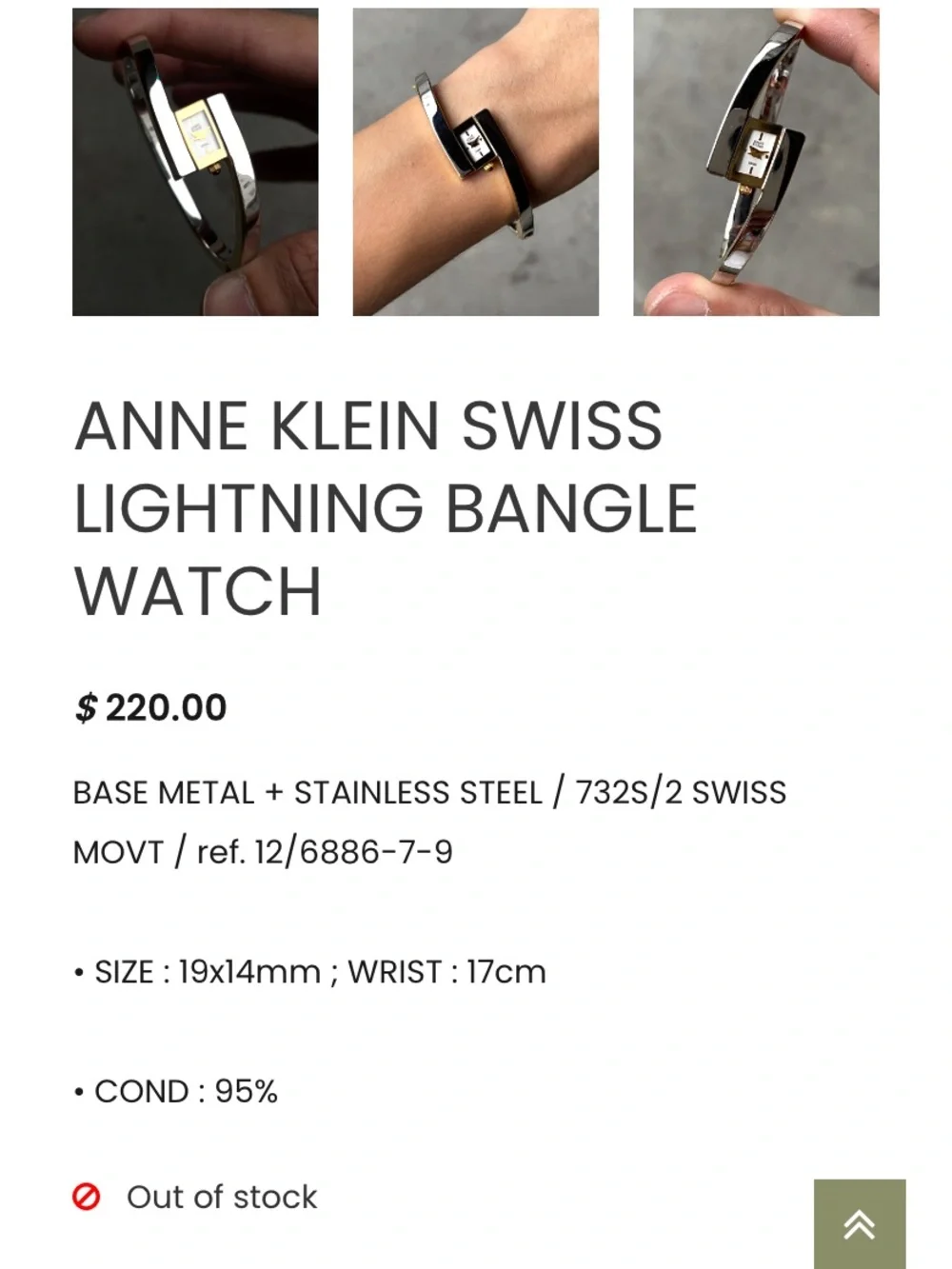 Anne Klein 12/6886 Swiss Lightning Bangle Watch in Original Packaging
